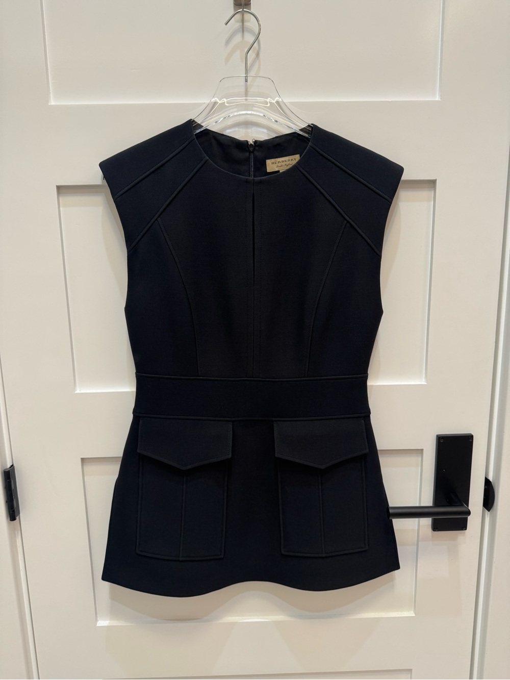 Burberry Black Sleeveless Top with Tailored Seams